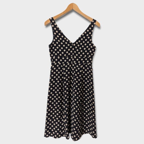 L.K. BENNETT Black & Cream Polka Dot 100% Silk Evening Party Dress Size 8 - Picture 2 of 4